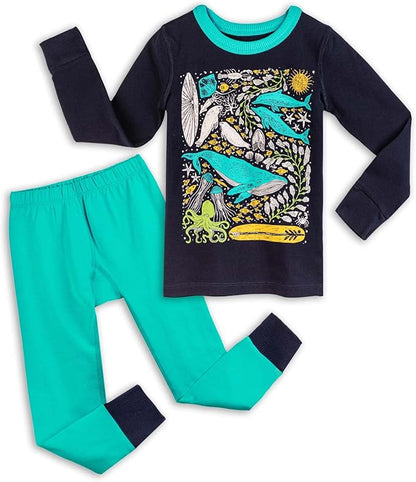 Mightly Boys and Girls' Pajamas | 100% Organic Cotton Soft, Elastic and Comfortable Footless Pajama Set for Toddlers & Kids