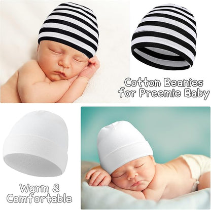 Newcotte 6 Pcs Preemie Baby Hats Cotton Preemie Caps Warm Newborn Beanie Premature Hat for Nicu Premature Boy Girl