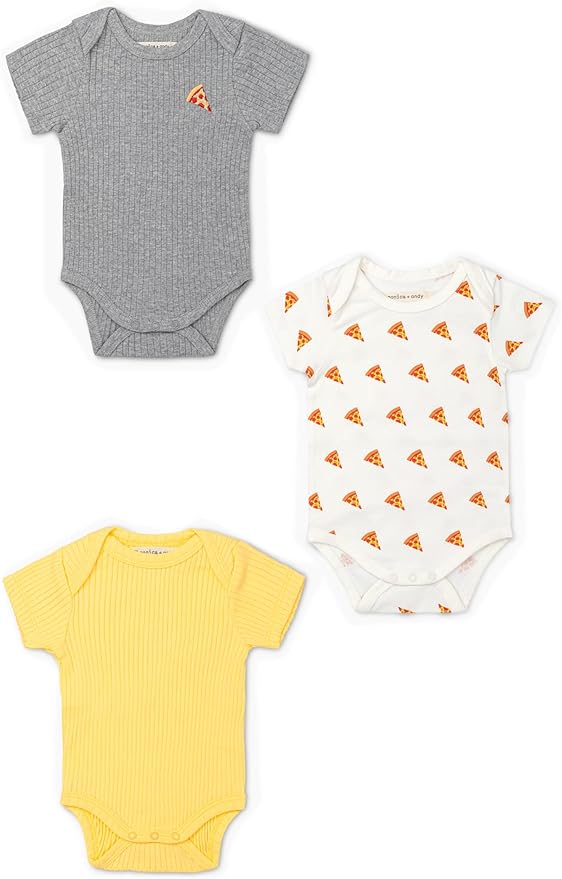 MONICA + ANDY Short Sleeve Jack & Jill Bodysuit, 100% Organic Baby Clothes for Girls & Boys, Newborn, Infant & Preemie Sizes