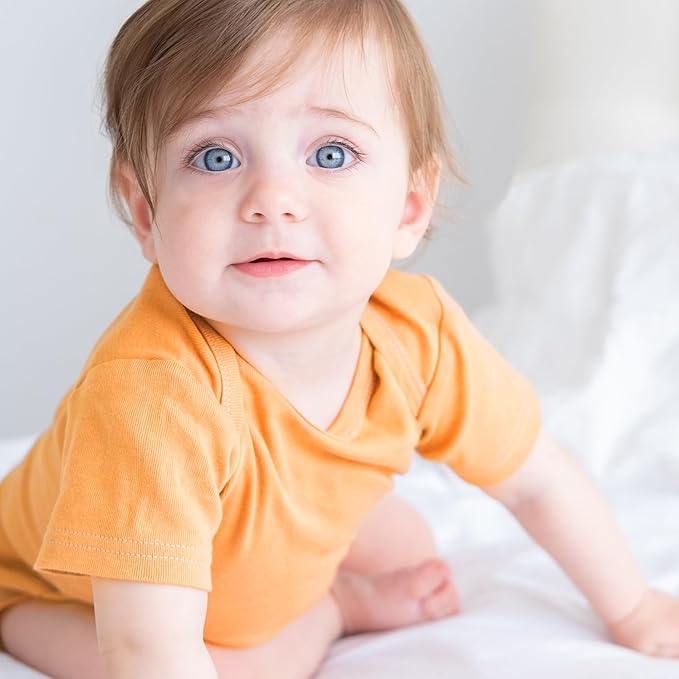 Avery 5-Pack Short Sleeve Bodysuits 100% Organic Cotton for Baby Boys & Girls