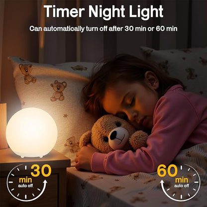 Baby Night Light, Rechargeable Touch Control Night Light with Stepless Dimming & 7 RGB Color Change, Soft Portable Kids Egg Light with 30/60 Mins Auto Off for Bedside, Breastfeeding