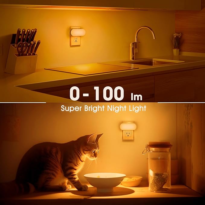 DORESshop Amber Night Lights Plug into Wall, Dusk to Dawn Night Light 4Pack, 1W Led Night Light for Bedroom, Kids Room