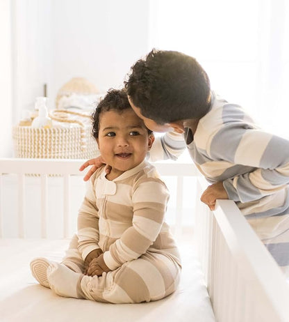 Burt's Bees Baby Boys Sleep and Play PJs, 100% Organic Cotton One-Piece Zip Front Romper Jumpsuit Pajamas