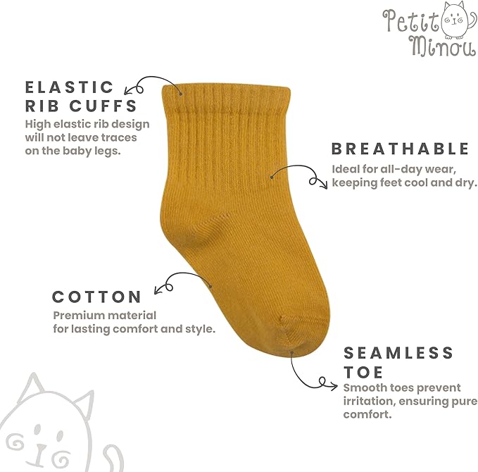 Bella Baby & Toddler Seamless-Toe Turkish Cotton Crew Socks (6-Pack)