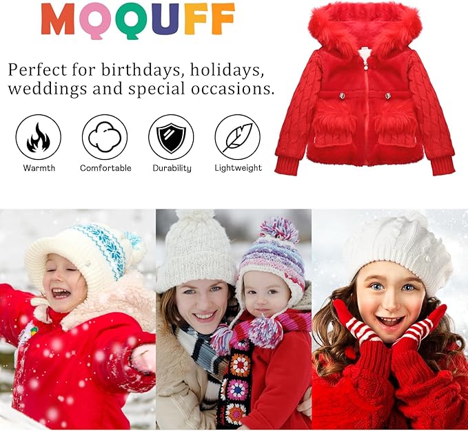 Baby Girls Infant Winter Knited Fur Outerwear Coats Snowsuit Clothing Jackets