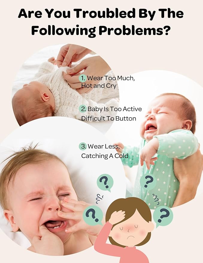 Momcozy Baby Pajamas with Temp-Sensing Label, 0-24M Footed Onesie Sleepers, Soft Romper for Newborns & Toddlers