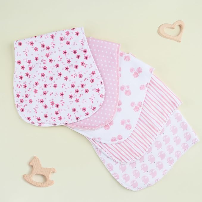 2-in-1 Burp Cloths and Baby Bibs - 6 Pack Large Super Absorbent Soft Cotton Burping Cloths for Spit Up, 3 Layers Thick Baby Burp Rags for Girls & Boys