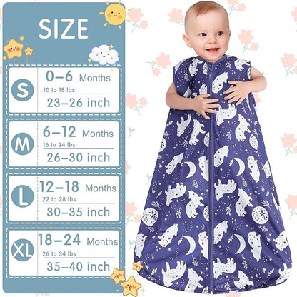 3 Pack Baby Sleep Sack 100% Rayon Cotton Baby Sleeping Bag 2-Way Zipper Toddler Wearable Blankets TOG 0.3. (Fox&Dinosaurs&Dark gray, 0-6 Months)