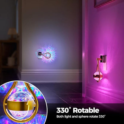 Briignite RGB Night Lights Plug into Wall, Color Changing Nightlight with Dusk to Dawn Sensor, 330° Rotating Night Light with Waterdrop Design, Ideal for Bedroom, Hallway, Living Room, Home Decor