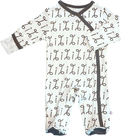 Babysoy Organic Newborn Baby Alphabet Footie Onepiece with Feet (12-18 Months, I)