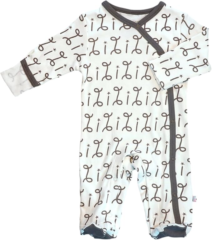 Babysoy Organic Newborn Baby Alphabet Footie Onepiece with Feet (06-12 Months, I)