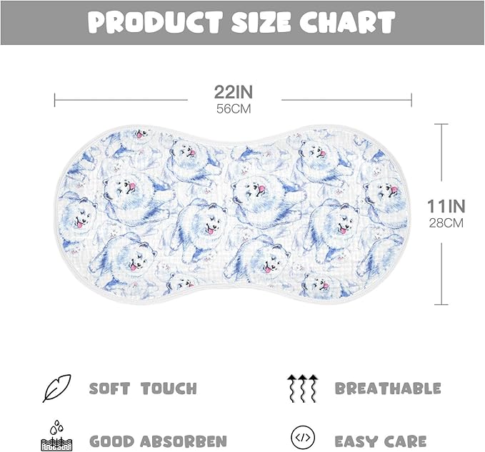 vvfelixl Baby Burp Cloths Samoyed Dog Baby Newborn Cotton Burping Cloths Set Baby Washcloths 4 Pack