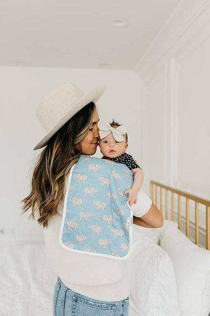 Copper Pearl Premium Baby Burp Cloths - 3-Pack Large Cotton Burp Cloths, Extra Soft Spit Up Rags with 3 Absorbent Layers, Perfect for Baby Boy and Baby Girl Gifts (21" x 10" Size, Peanut Set)