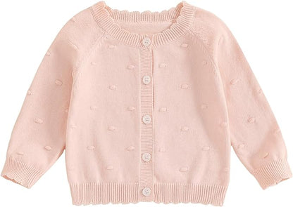 Newborn Baby Girl Knit Sweater Cardigan Winter Warm Button Down Sweatshirt Top Jacket Outfit Cute Infant Fall Clothes