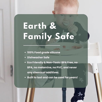 Miniware Silicone Baby Spoon for Training - BPA Free Baby Utensils - Baby Spoons Self Feeding 6 Months | 100% Food Grade Silicone - Modern & Dishwasher Safe Toddler Spoons (Grey and Lavender, 2 Pack)