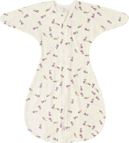 ZIGJOY Baby Transitional Swaddles for Newborns: 0.5 Tog Arms Up Sleep Sack 3-6-12 Months Soft Cotton Shark Fin 2 Way Zipper