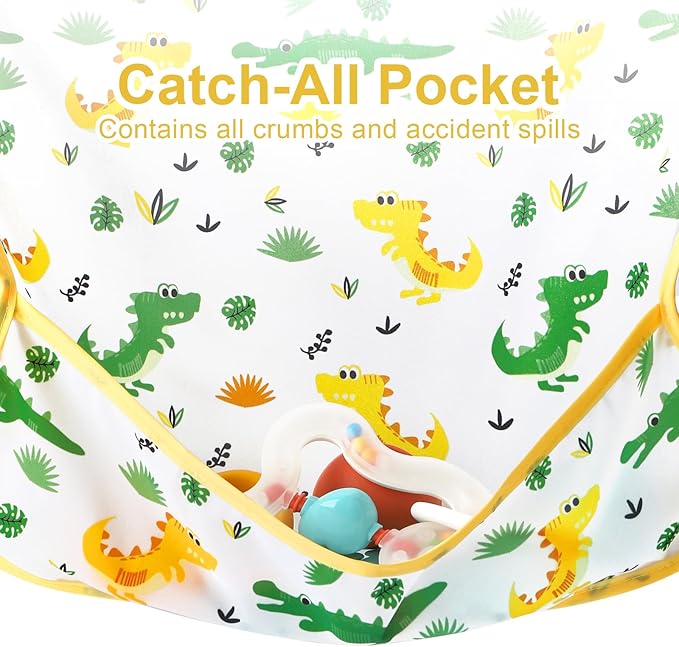 Accmor 4 Pack Long Sleeve Bibs, Baby Smock Waterproof Sleeved Bib Smock for Baby Toddler 6-36 Months