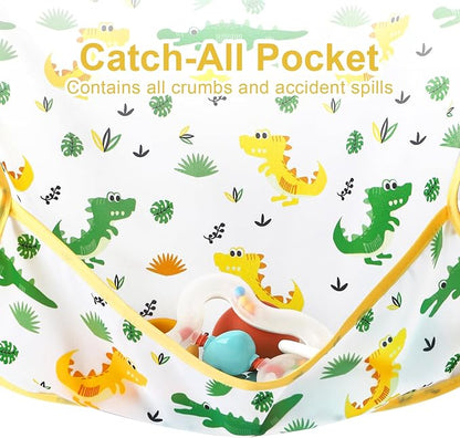 Accmor 4 Pack Long Sleeve Bibs, Baby Smock Waterproof Sleeved Bib Smock for Baby Toddler 6-36 Months