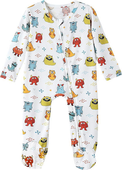 Baby Footie Romper Pajamas Unisex Newborn Infant Pjs Soft Rompers Viscose from Bamboo Sleepwear