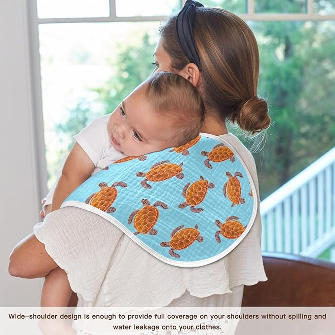 vvfelixl Baby Burp Cloths Turtle Baby Newborn Cotton Burping Cloths Set Baby Washcloths 4 Pack