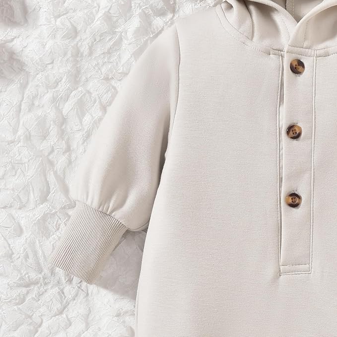 Unisex Baby Hooded Jumpsuit Infant Boy Girl Long Sleeves Romper Fall Winter Spring Outfits Preemie-18 Months