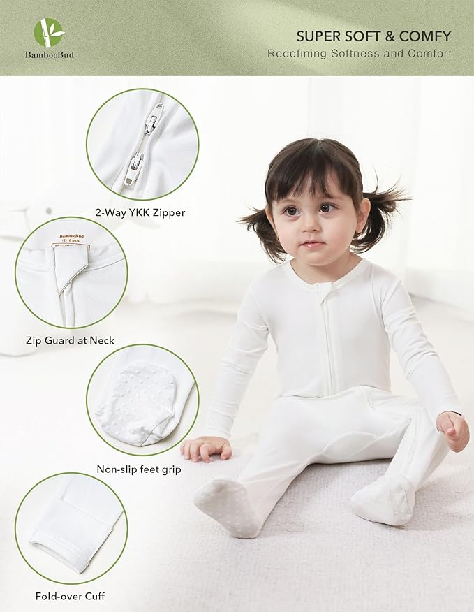 Baby Footie Romper Pajamas Unisex Newborn Infant Pjs Soft Rompers Viscose from Bamboo Sleepwear