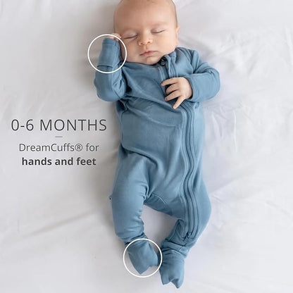 Dreamland Baby Bamboo Viscose Baby Pajamas (0-9 months). Ultra Soft Viscose Sleepers with 2-Way Zipper, Mitten & Foot Cuffs