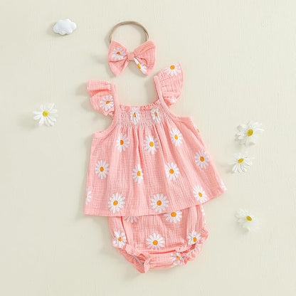 Mubineo Baby Girl Summer Clothes Cute Ruffle Tops Dress Shorts Outfits Set Infant Toddler Shrit Bloomers Princess Outfit