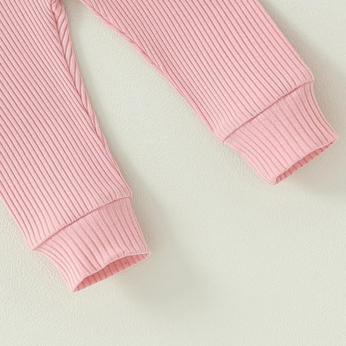 Newborn Baby Boy Girl Clothes Ribbed Knitted Long Sleeve Romper Pants Solid Cotton Infant Fall Winter Outfits 2Pcs