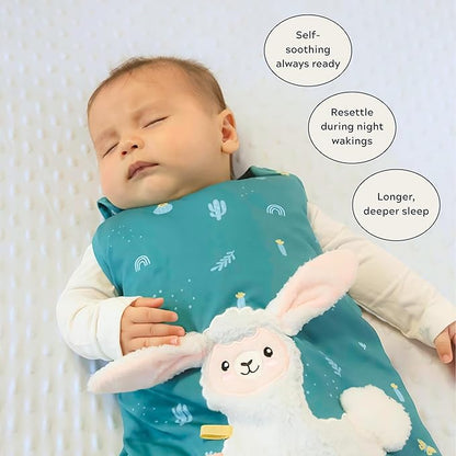 Unisex Organic Cotton Sleep Sack with attached Security Lovey for Self Soothing - Baby Wearable Blanket for Newborn Infant Shower Gifts (Llama, 6-18 Months, 1.0 Tog)