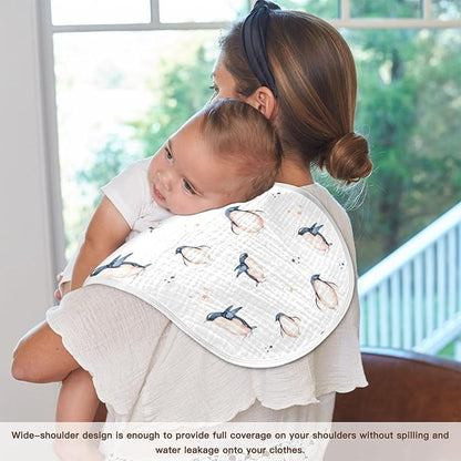 vvfelixl Muslin Burp Cloths Watercolor Penguins Baby Washcloths for Baby Girl Boys 2 Pack White