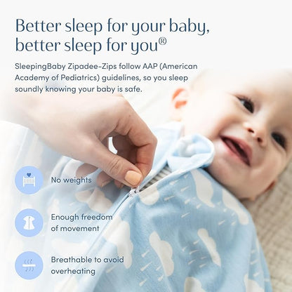 SleepingBaby Zipadee-Zip Transition Swaddle - Cozy Baby Swaddle Blanket with Zipper Convenience - Roomy Wearable Blanket for Easy Diaper Changes - Spring Showers, Small (4-8 Month)