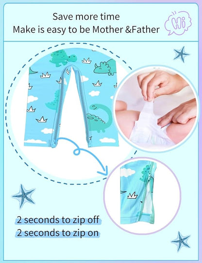 weVSwe Baby Toddler UPF 50+ Sun Protection Rash Guard Long Sleeve Swimsuit with Crotch Zipper