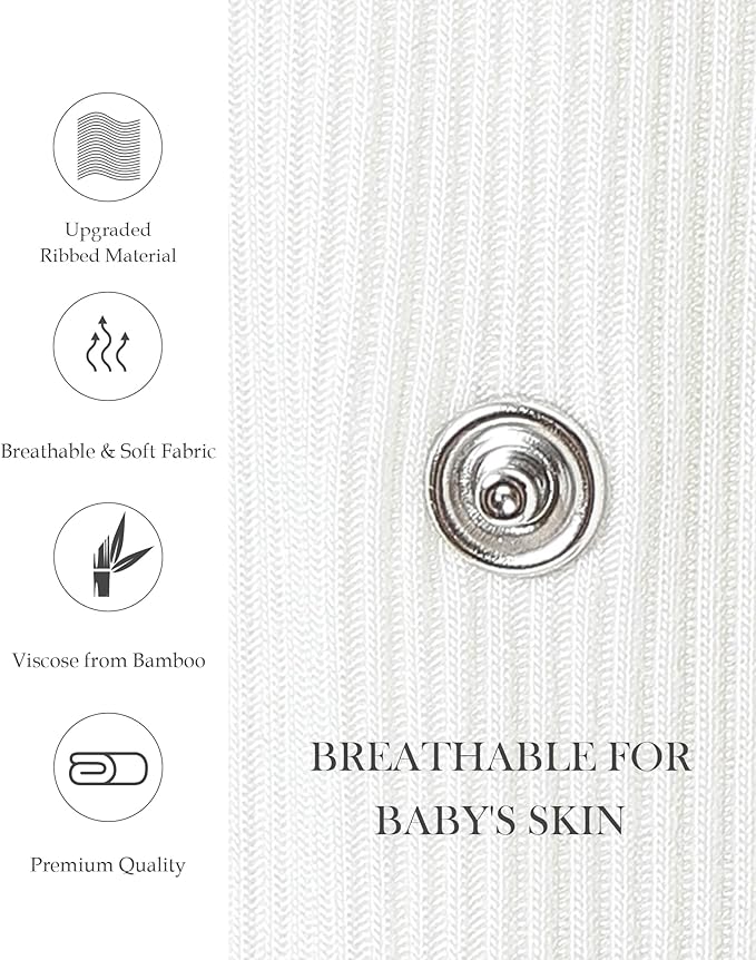 DEFAHN Viscose from Bamboo Baby Side Snap Bodysuit Kimono Onsies 3-Pack Long Short Sleeve Boy Girl Boys