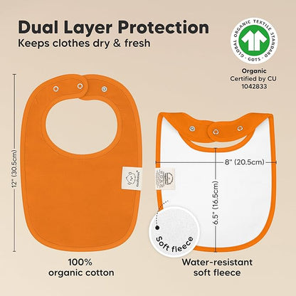 8-Pack Organic Baby Bibs for Boys, Girls - Soft Cotton Drooling and Teething Bibs for Baby Girl & Boy, Extra Absorbent, Easy to Clean & Put On for Toddler, Newborn, Infant 0-24 Months (Sahara)