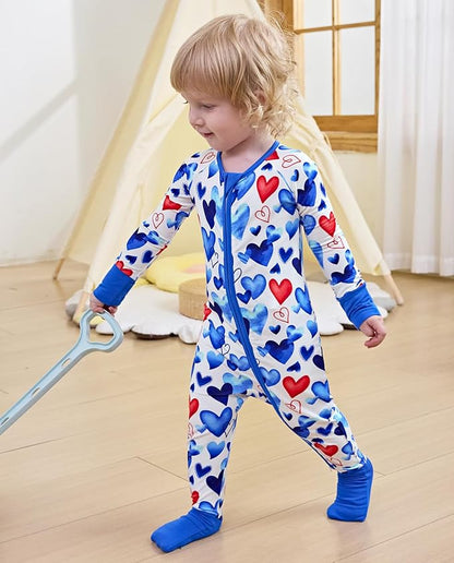 Bamboo Viscose Baby Convertible Footie Pajama, Zipper Pajamas for Baby Boys & Girls, Sleep & Play Footed Pjs
