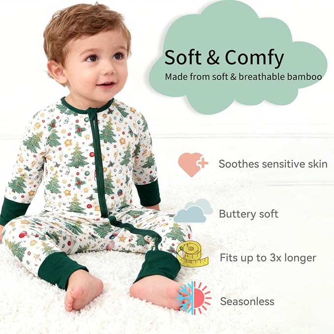 Weiwei Pajamas for Baby Boys & Girls Footies, Viscose from Bamboo Baby Romper, Baby Sleepers, 2-Way Zippy PJs, YKK