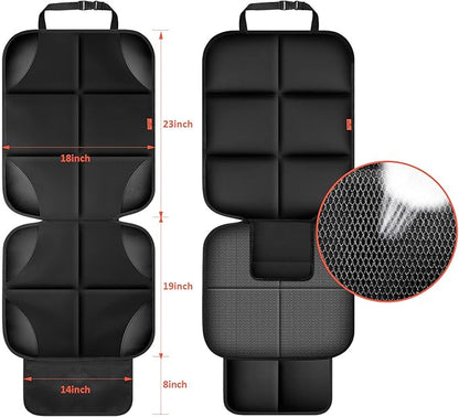 Car Seat Protector 1 Pack Car Seat Cushion Mat Thickest Padding,Waterproof 600D Fabric Car Seat Covers for Non-Slip Backing Mesh Pockets for Baby and Pet (Black, 2 Pcs)