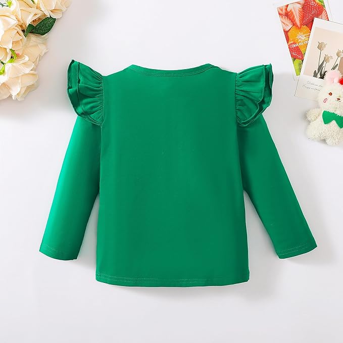 12M-14Y Toddler Baby Girls T Shirt Solid Color Blouse Ruffle Top Cotton Casual Tees Plain Shirt