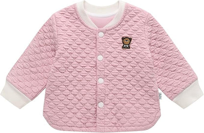 Lightweight Quilted Bomber Jacket Button Up Baby Boy Girl Sweatshirts Outerwear Coat Toddler Infant Casual Fall Tops