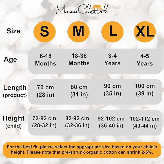 Mama Cheetah Toddler Sleep Sack with Feet 4T-5T, 1.0 TOG Organic Cotton Baby Wearable Blankets with Legs, Baby Sleeping Bag for Walkers, Early Walker X-Large