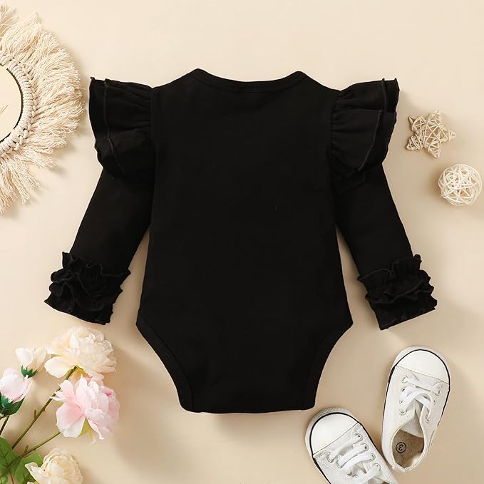 Baby Girl Solid Color Romper Infant Ruffle Sleeve Bodysuit One Piece Outfit Toddler Jumpsuit clothes
