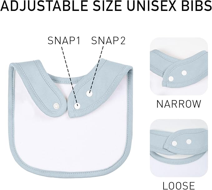 10 Pack Cotton Snap Bibs for Baby Boy Girl, Super Soft Drool Bibs for Teething and Feeding
