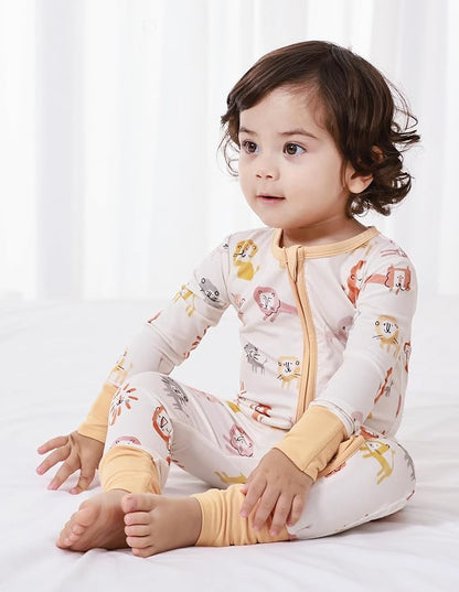 Baby Zippered Rompers Newborn Pajamas Sleepers Long Sleeve Jumpsuits Infant Zipper Romper-Viscose from Bamboo