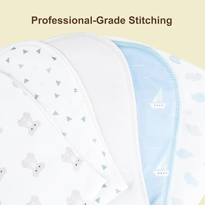 Baby Burp Cloths & Baby Bibs 2-in-1 Design Large Size 3 Layers Thicken Cotton Super Absorbent and Soft Baby Spit Up Burping Rags Baby Burp Cloth Set for Boys and Girls Solid 12 Pack