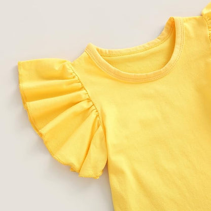 Newborn Infant Baby Girl Solid Ruffle Romper Bodysuit Jumpsuit Casual Clothes One Piece Outfit