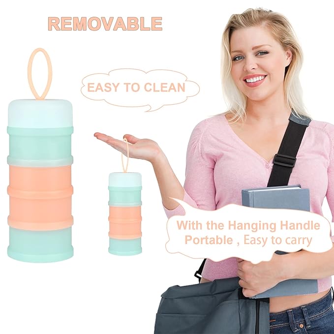 Accmor 2 Pack Baby Formula Dispenser On The Go, Stackable Formula Dispenser Formula Container to Go, Non-Spill Portable Milk Powder Kids Snack Storage Container, BPA Free