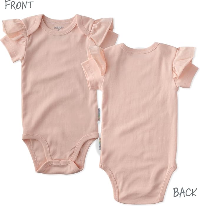 baby-girls Rory 5-pack Short Sleeve Ruffle Shoulder Bodysuits 100% Organic Cotton for Baby Girls