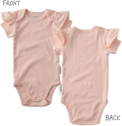 baby-girls Rory 5-pack Short Sleeve Ruffle Shoulder Bodysuits 100% Organic Cotton for Baby Girls