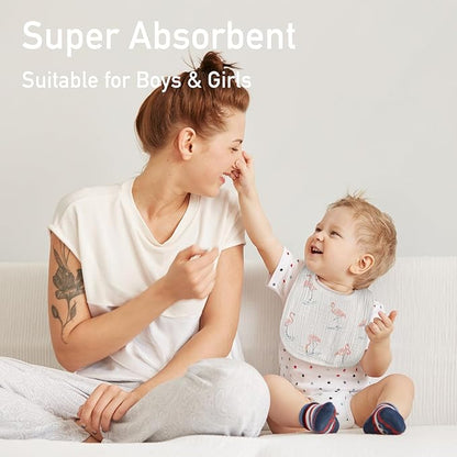 Muslin Baby Drool Bibs for Unisex Boys Girls, 10 Pack Soft Cotton Baby Bib for Teething Drooling, Essentials Shower Gift (10, Light Pink)